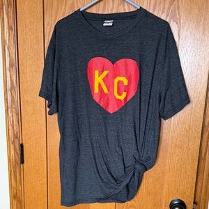 Charcoal Gray Women's Tee with Red Heart Design